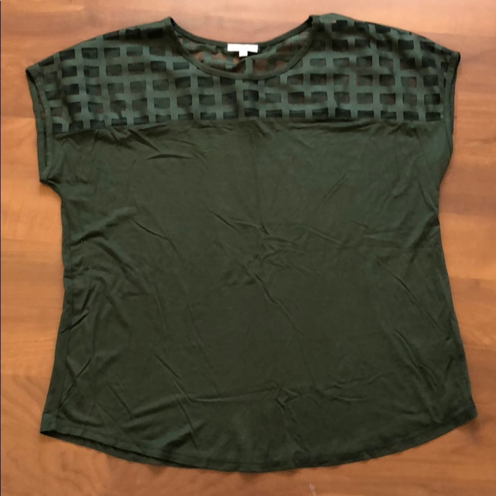 Olive Green Top with mesh detail